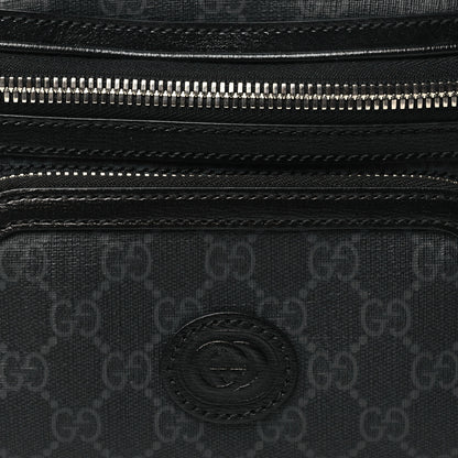 Gucci GG Supreme Monogram Textured Calfskin Retro Interlocking G Belt Bag Black 8 of 11