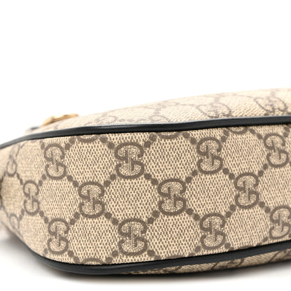 Gucci GG Supreme Monogram Textured Calfskin Small Emblem Shoulder Bag Beige Black 8 of 9