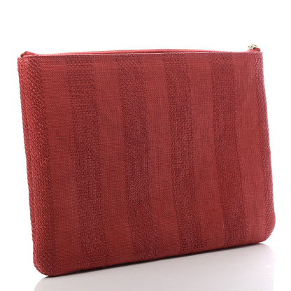 Chanel Mixed Fibers Striped Deauville Cosmetic Pouch Red 3 of 8
