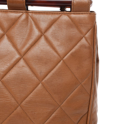 Chanel Calfskin Quilted Tortoise Handle Tote Brown 13 of 16