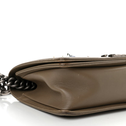 Chanel Calfskin Tweed Medium Boy Flap Dark Beige 8 of 12