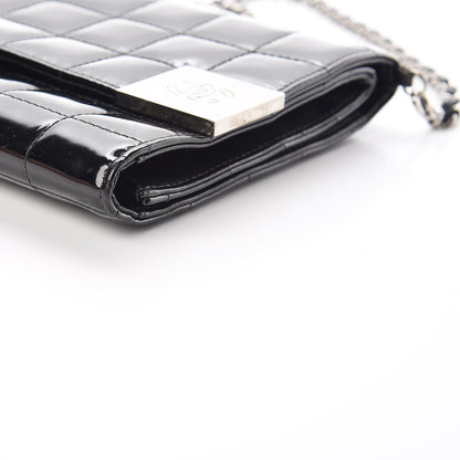 Chanel Patent Chocolate Bar Chain Clutch Black 21 of 23