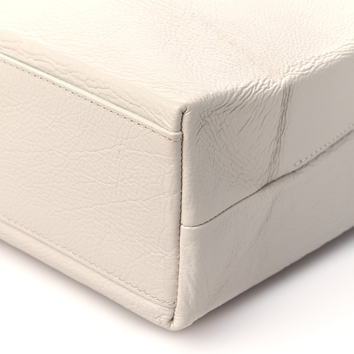 Calfskin Medium Logo North South Shopping Tote White