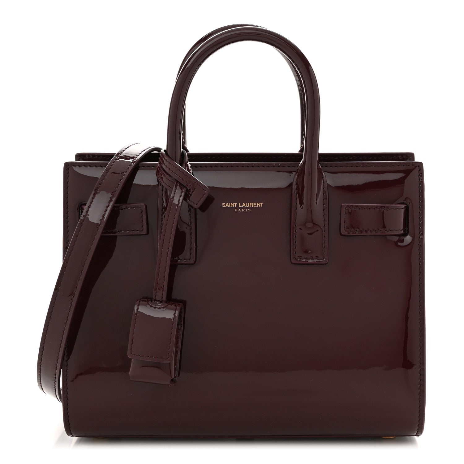 Saint Laurent Patent Nano Sac de Jour Dark Red Wine 1 of 9