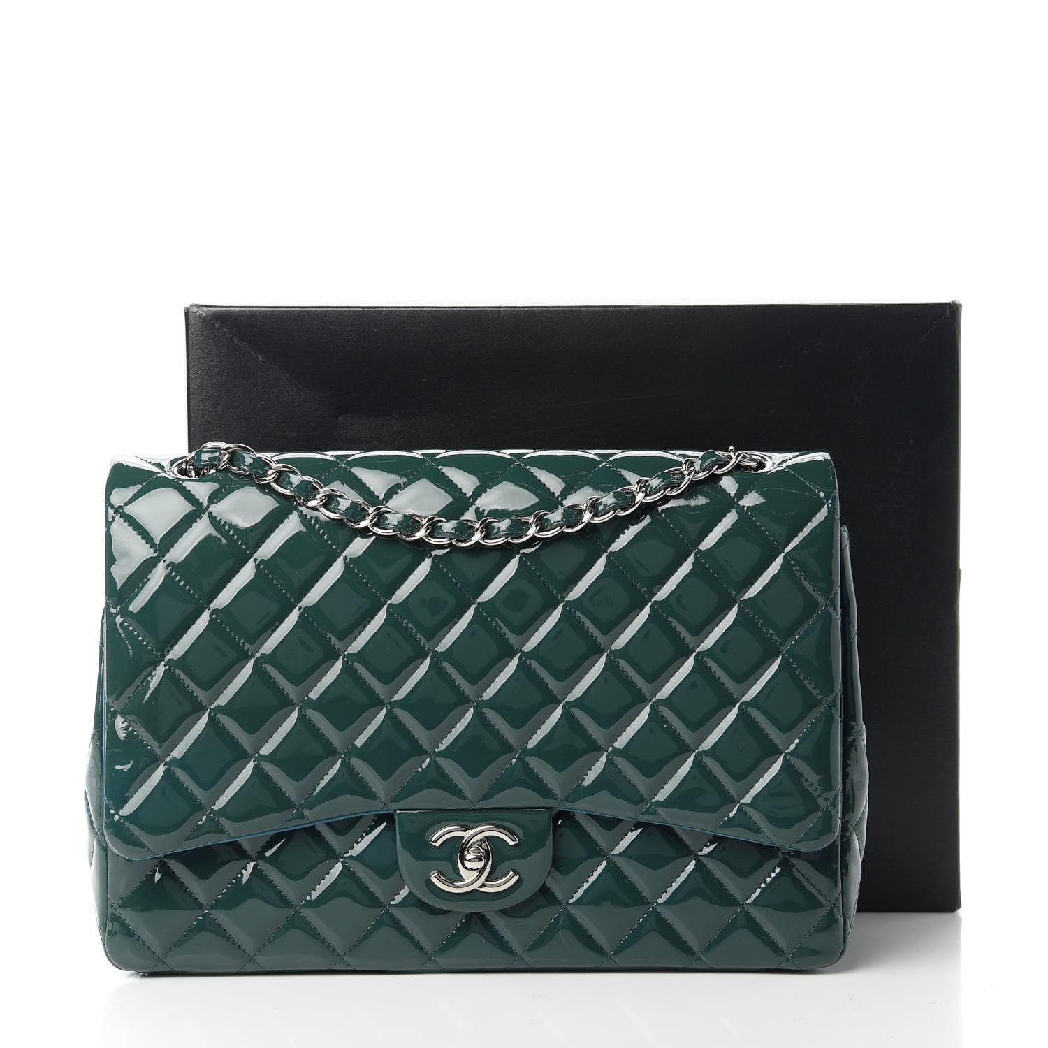 Chanel Patent Maxi Double Flap Turquoise 12 of 12