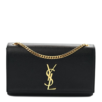 Saint Laurent Grain De Poudre Medium Classic Monogram Kate Satchel Black 1 of 8