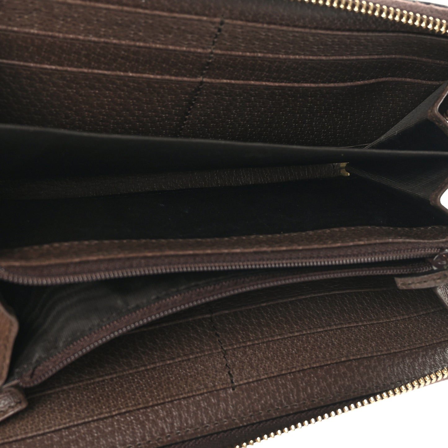 GG Supreme Monogram Web Ophidia Zip Around Wallet Brown