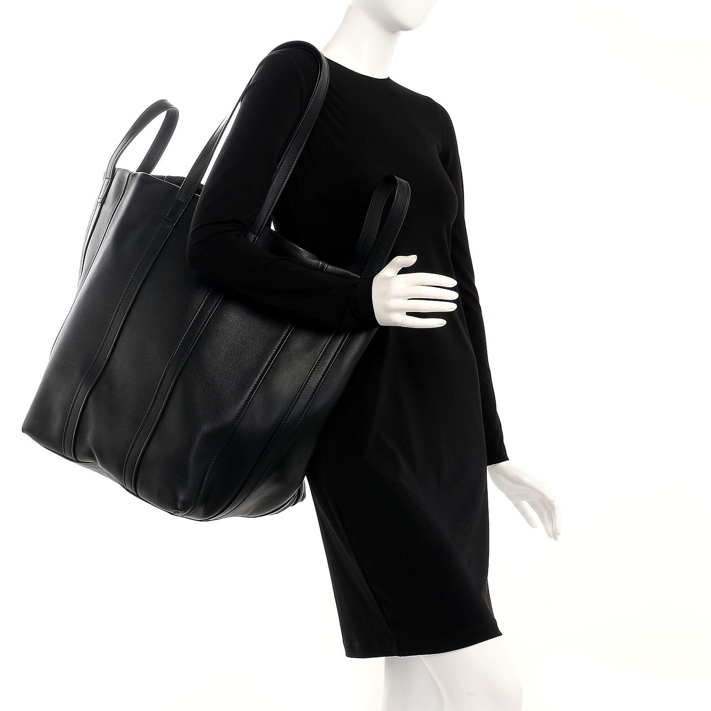 Calfskin Large Laundry Cabas Tote Black