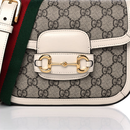 Gucci GG Supreme Monogram Web Mini Horsebit 1955 Shoulder Bag Beige Mystic White 10 of 12