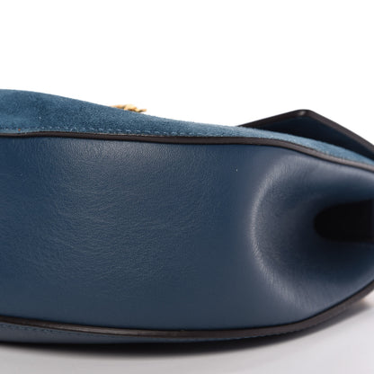 Chloe Suede Smooth Calfskin Drew Shoulder Bag Majolica Blue 7 of 11