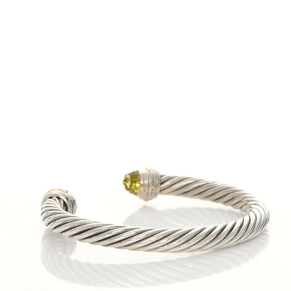 David Yurman Sterling Silver 14K Yellow Gold Peridot 7mm Cable Classics Bracelet 3 of 4