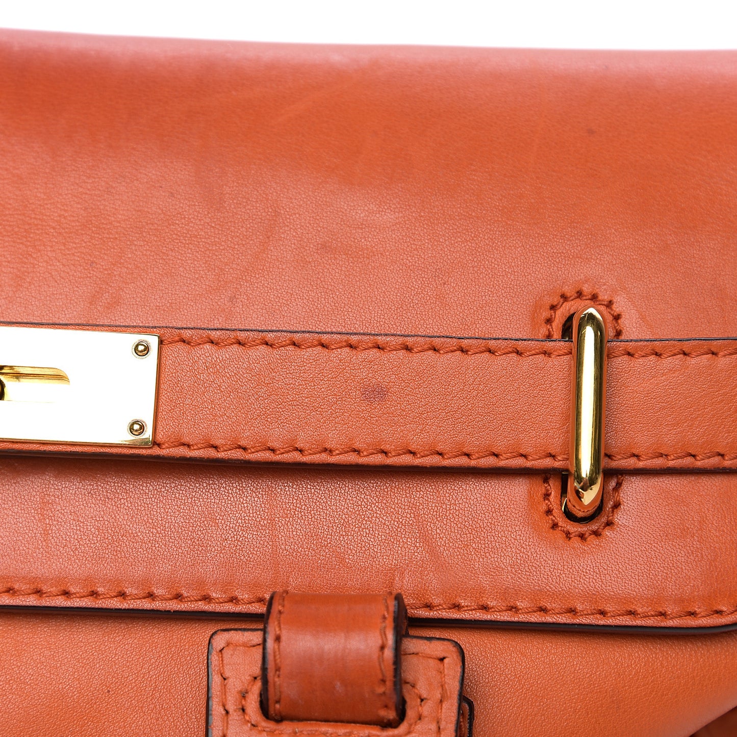 Calfskin Handmade Medium Top Handle Bag Orange