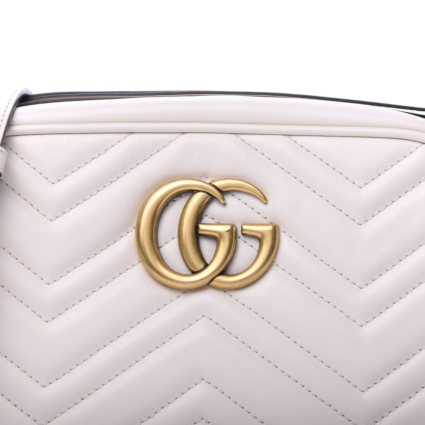 Calfskin Matelasse Small GG Marmont Chain Shoulder Bag White