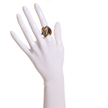 David Yurman Sterling Silver 18K Yellow Gold Faceted Cinnamon Quartz Citrine Garnet Peridot Smoky Quartz Pave Diamond Mosaic Ring 6 2 of 4