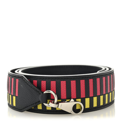 Hermes Epsom 40mm Mousquetons Tressage Shoulder Strap Bleu Indigo Rose Extreme Lime 1 of 5