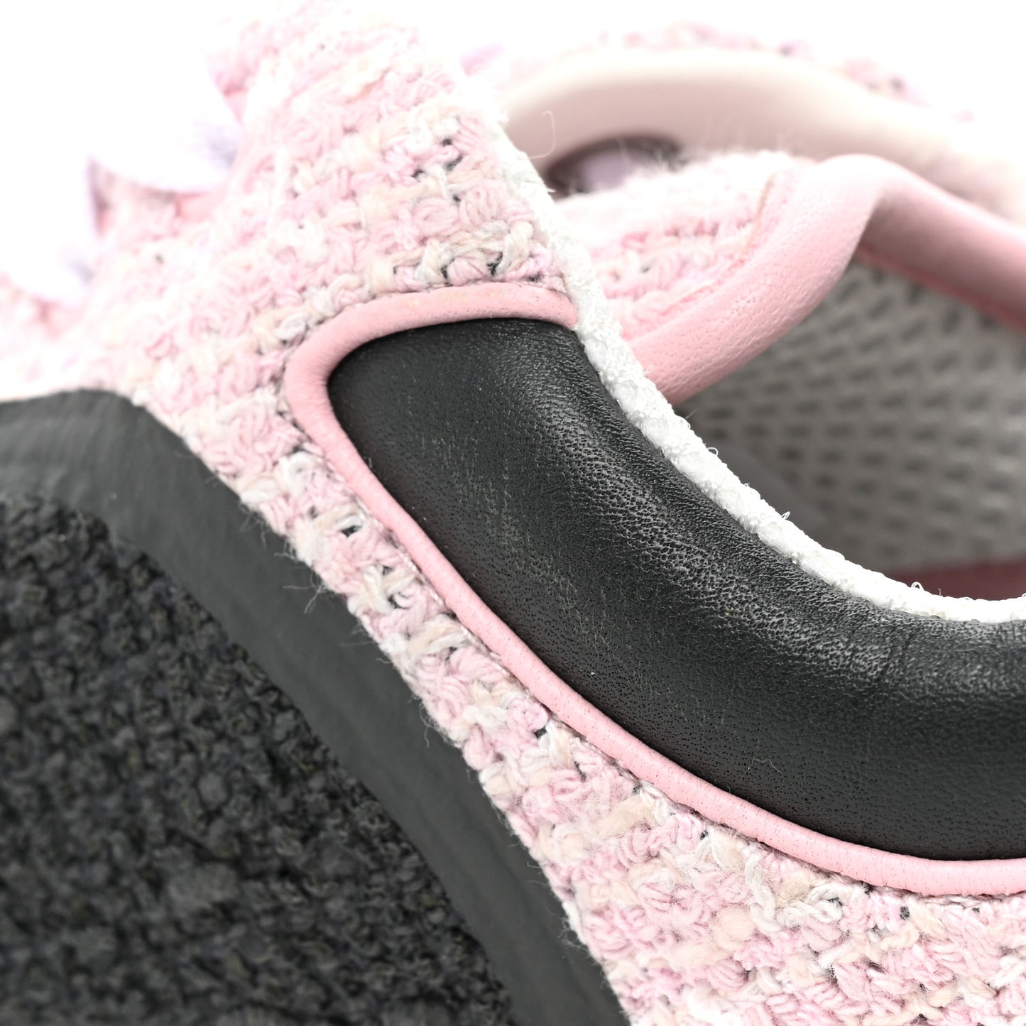 Tweed Suede Calfskin CC Sneakers 39 Gray Pink