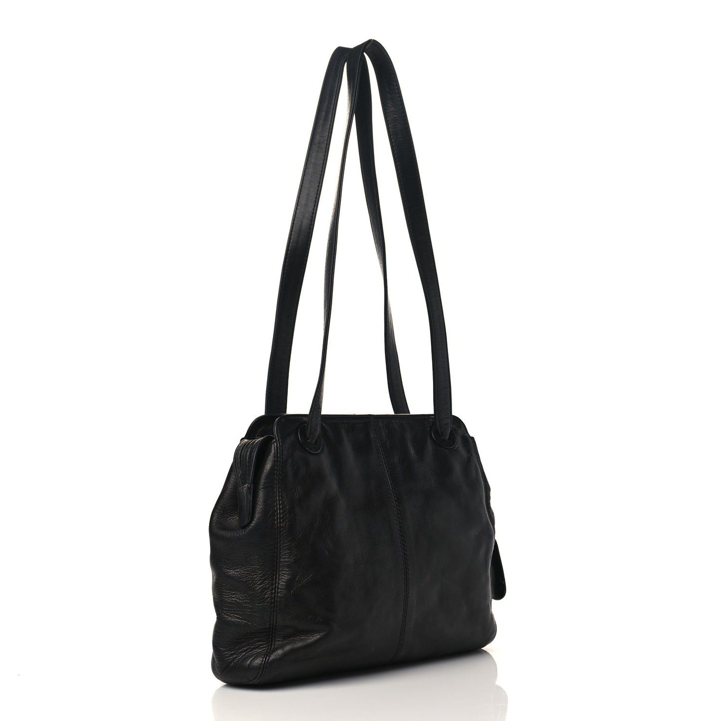 Calfskin CC Shoulder Bag Black