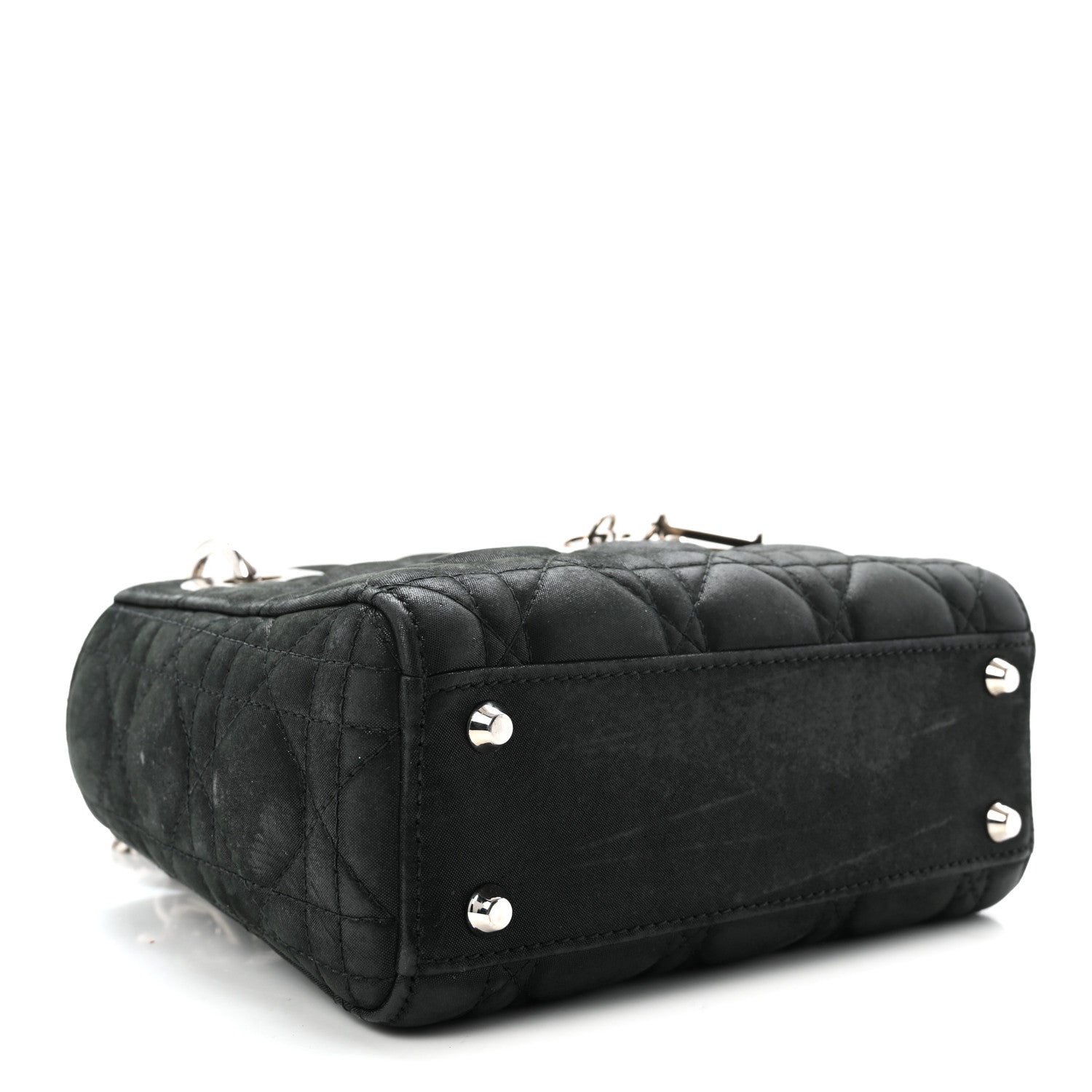 Christian Dior Metallic Calfskin Cannage Mini Lady Dior Black 4 of 9