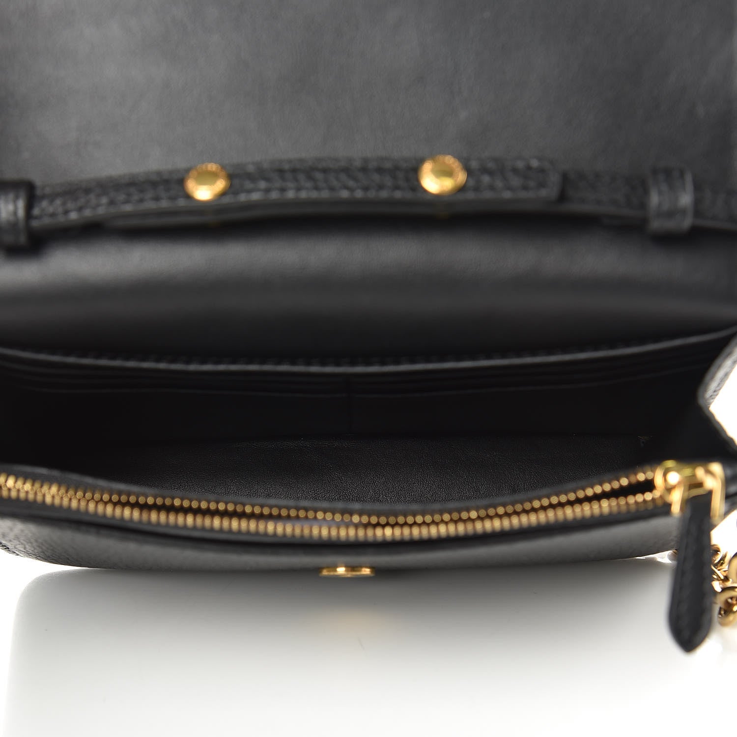 Burberry Calfskin Logo Embossed Chain Wallet Black 5 of 7
