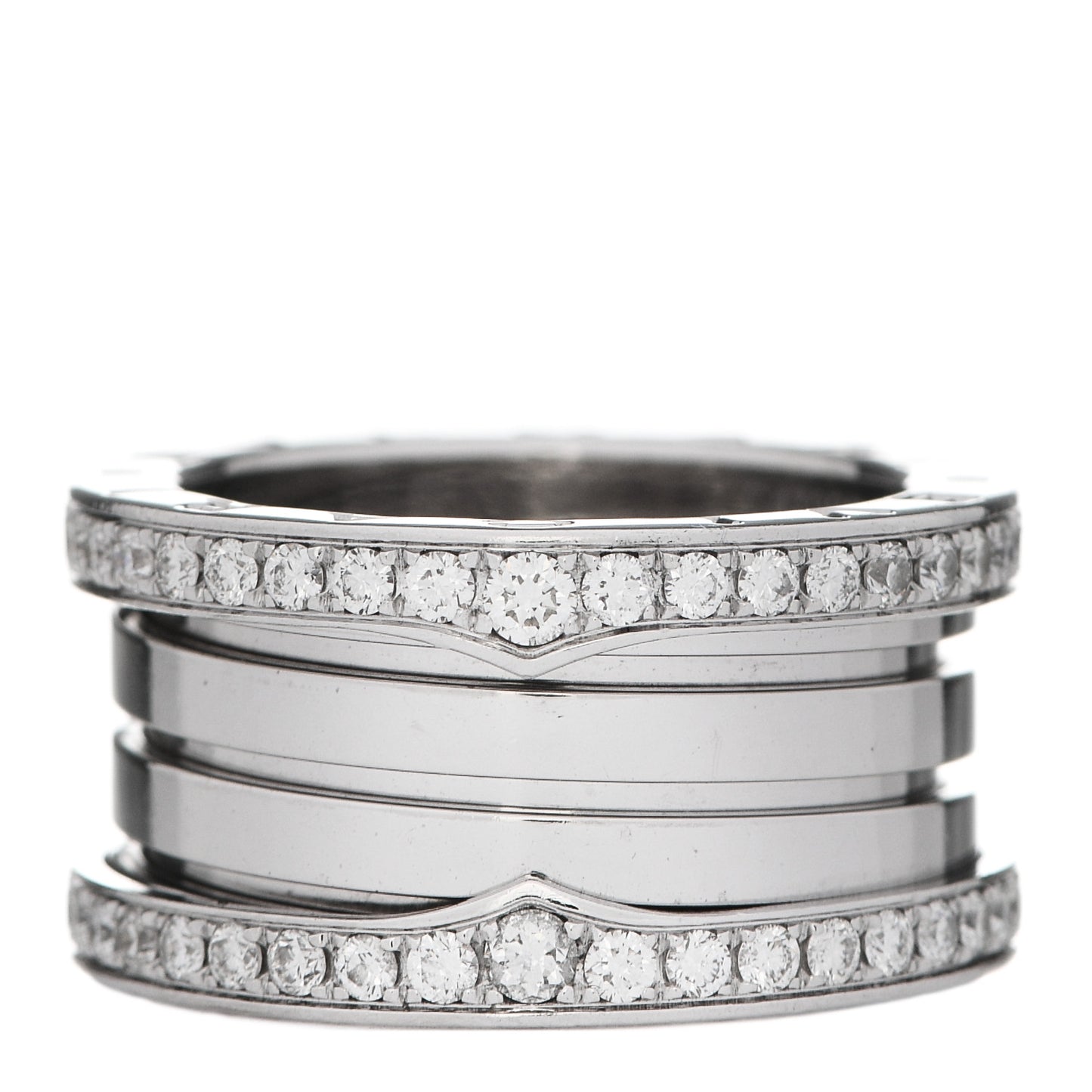18K White Gold Diamond B.Zero1 Four-Band Pave Ring 52 6