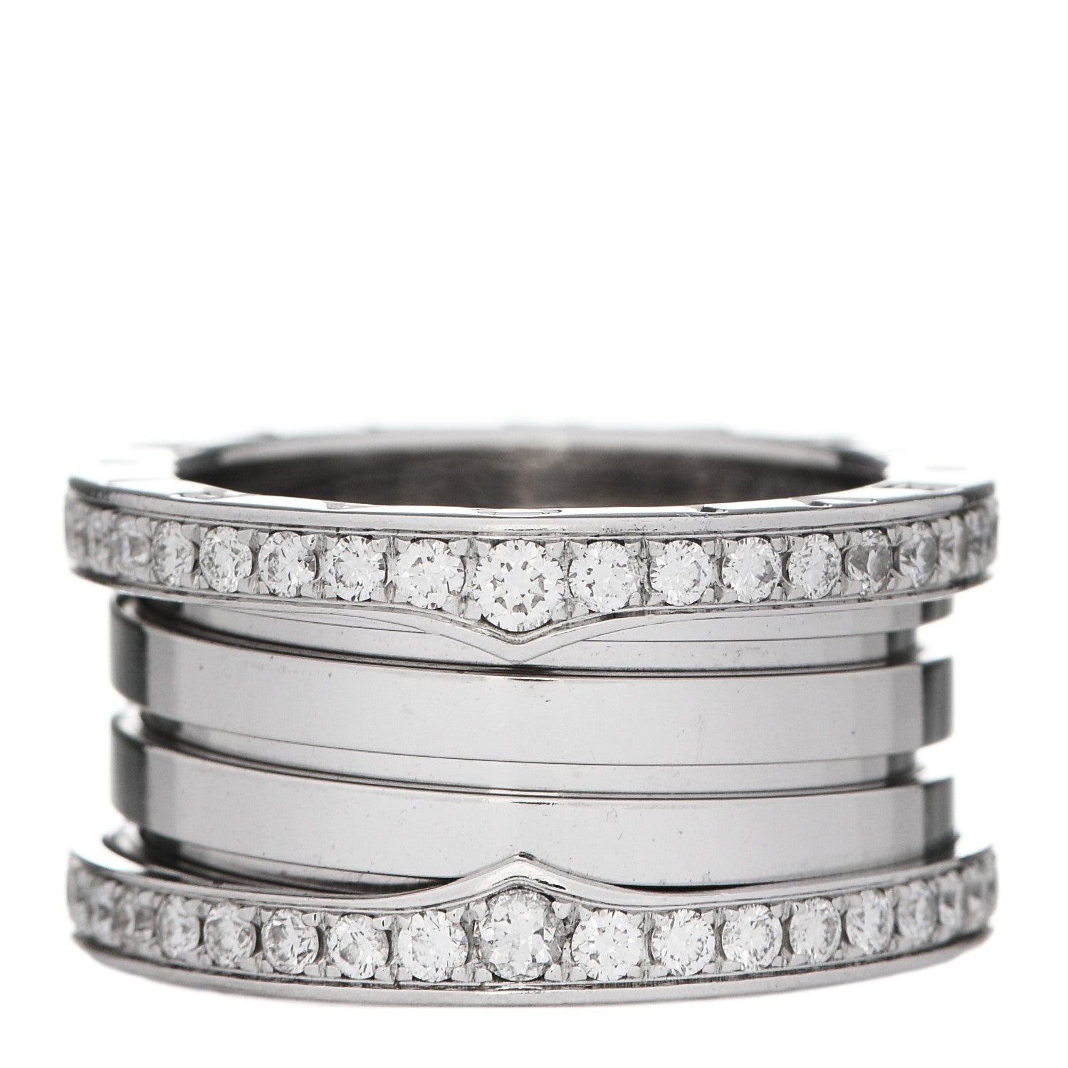 Bulgari 18K White Gold Diamond B.Zero1 Four-Band Pave Ring 52 6 3 of 6
