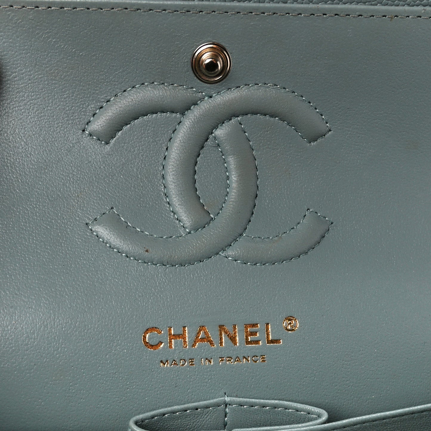 Caviar Quilted Small Double Flap Grey