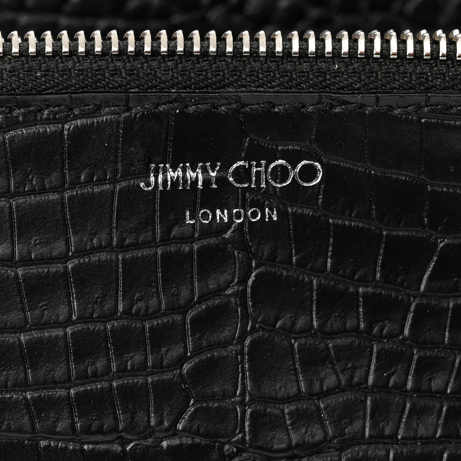 Jimmy Choo Calfskin Crocodile Embossed Nine2Five East West Tote Black 7 of 11