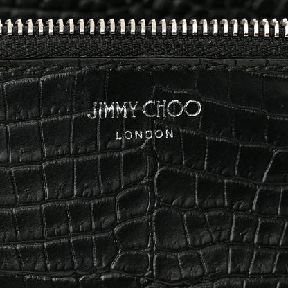 Jimmy Choo Calfskin Crocodile Embossed Nine2Five East West Tote Black 7 of 11