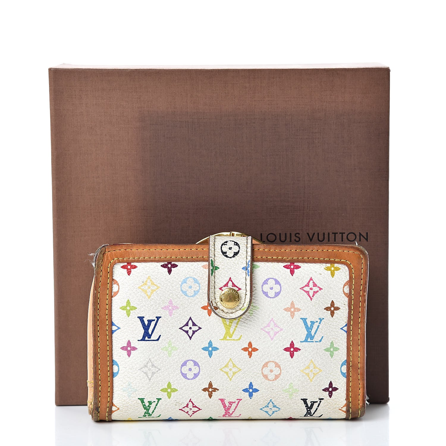 Louis Vuitton Monogram Multicolor French Purse Wallet White 21 of 21