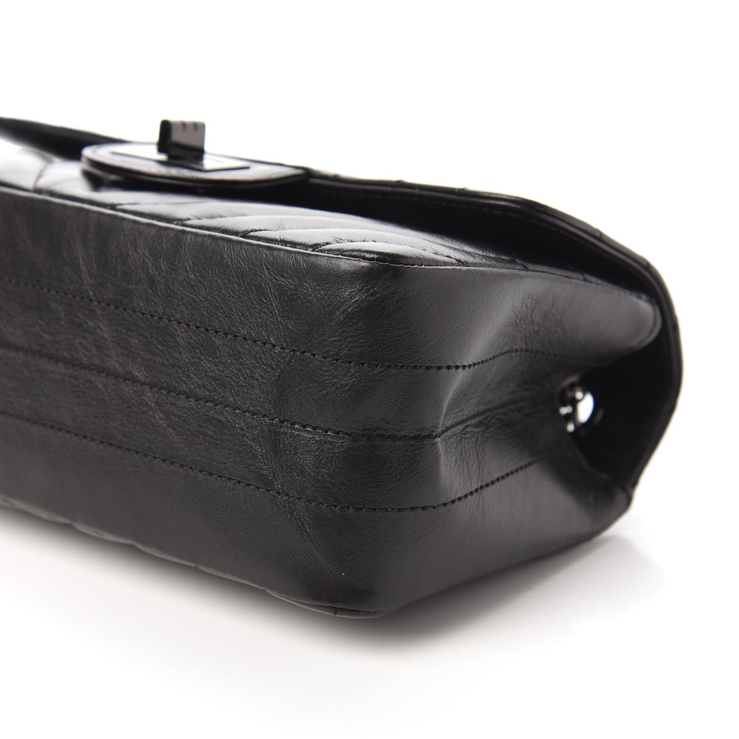 Aged Calfskin Chevron Quilted 2.55 Reissue Mini Flap So Black