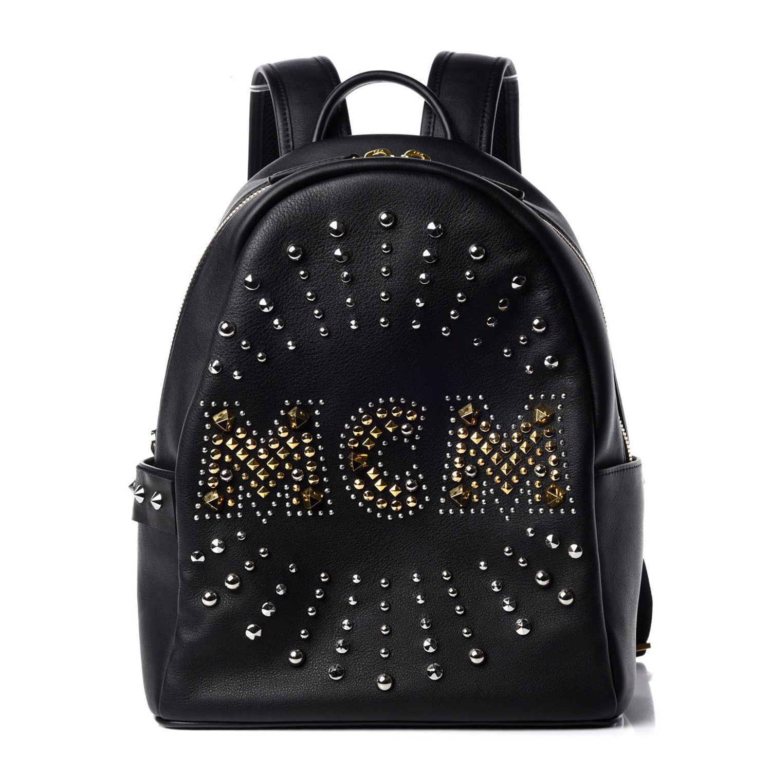 MCM Smooth Calfskin Radial Studded Stark Small Backpack Black 4 of 26