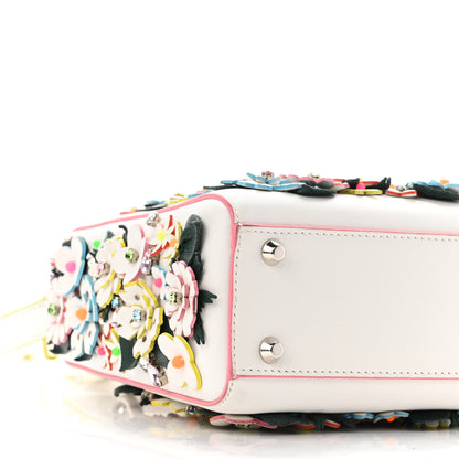 Christian Dior Calfskin Beaded Floral Embroidered Mini Lady Dior White Multicolor 8 of 9
