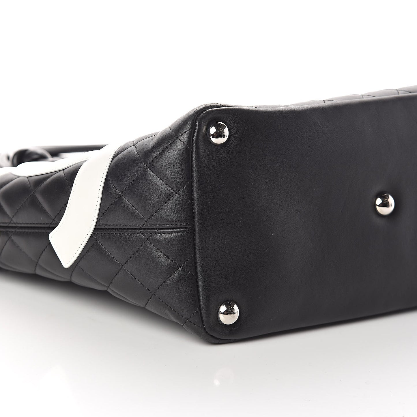 Calfskin Quilted Large Cambon Tote Black White