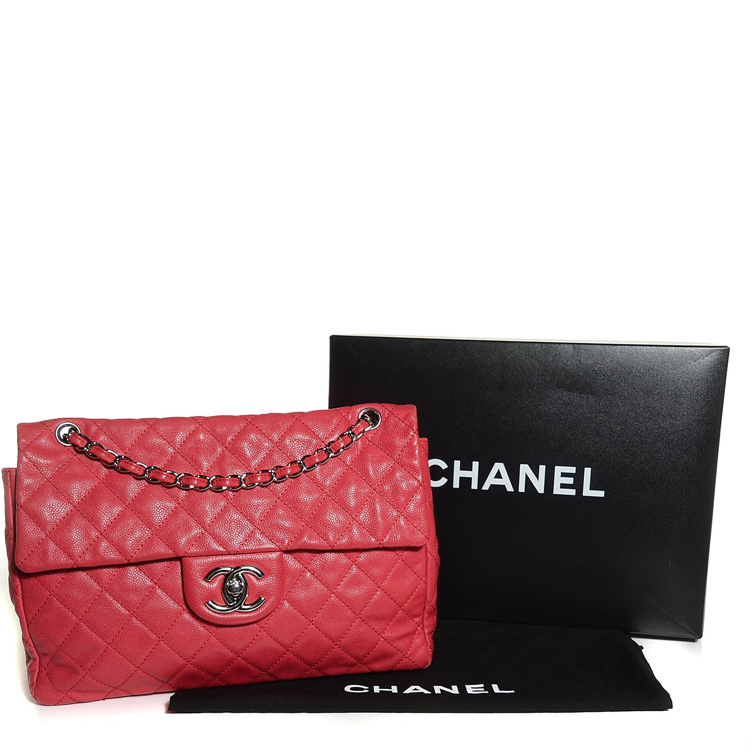 Chanel Washed Caviar Maxi Single Flap Fuchsia 3 of 9