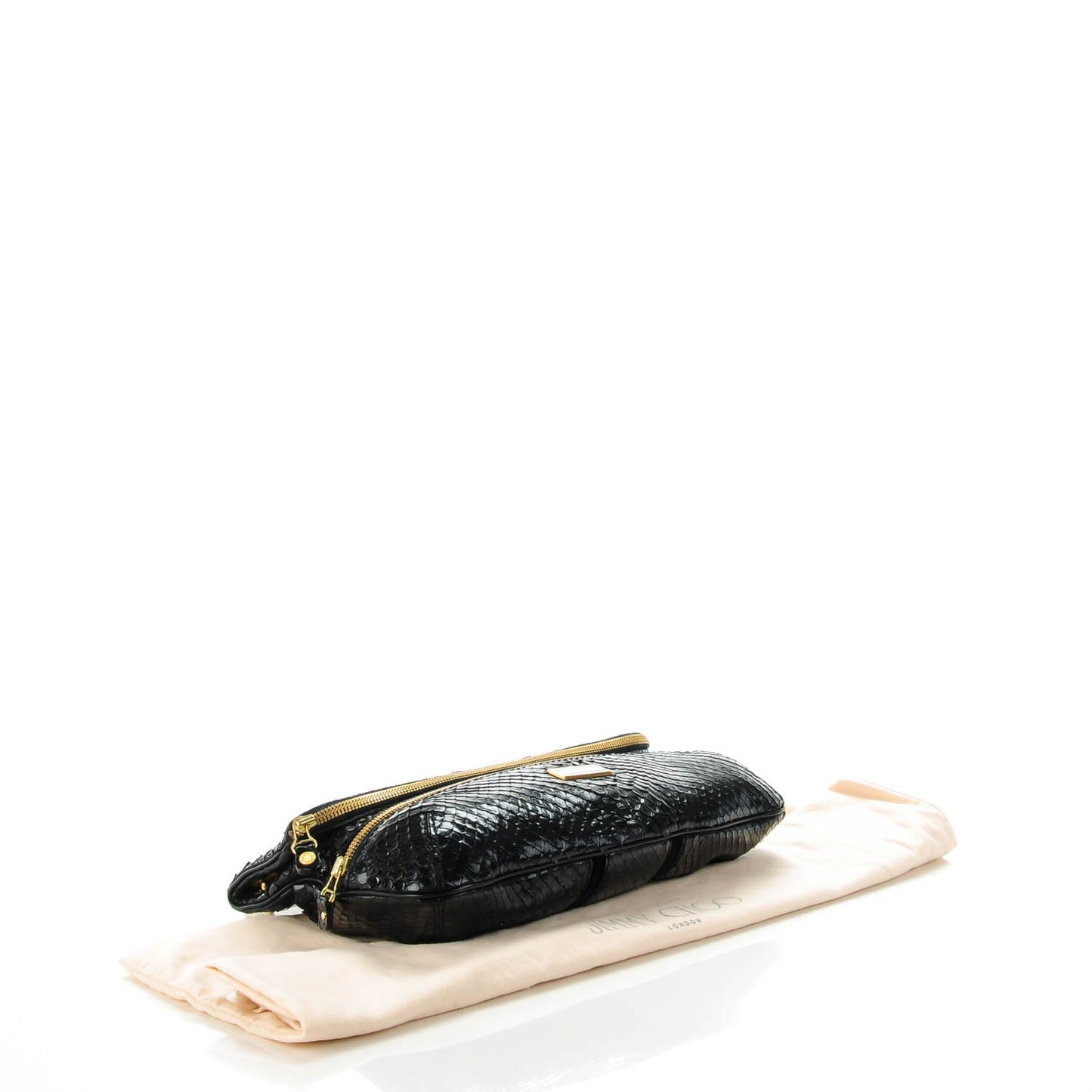 Snakeskin Marin Foldover Clutch Black