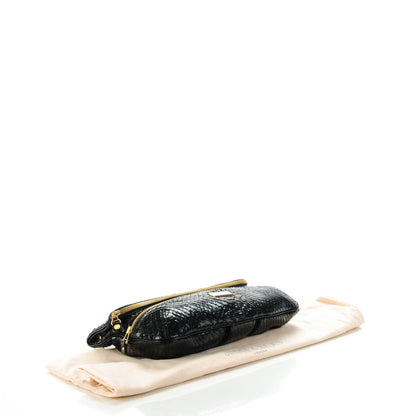 Jimmy Choo Snakeskin Marin Foldover Clutch Black 4 of 6