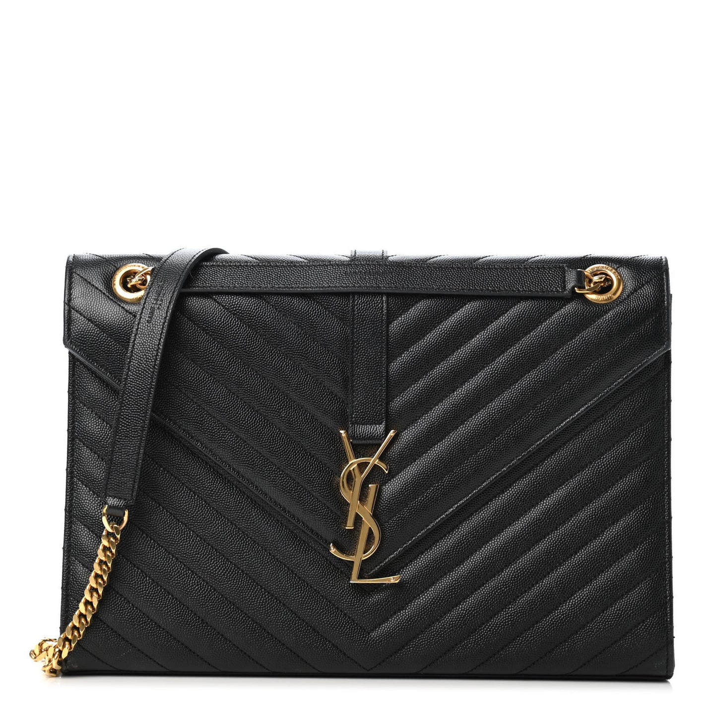 Grain De Poudre Matelasse Chevron Large Monogram Satchel Black