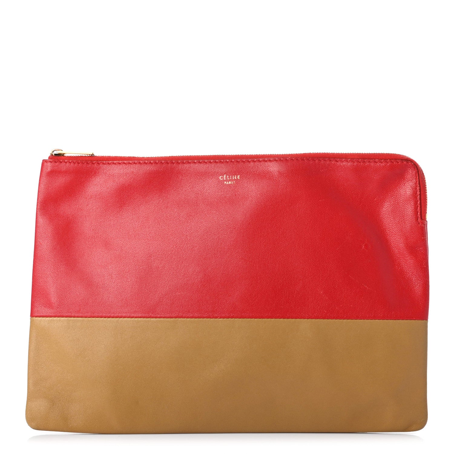 Celine Lambskin Bi-Color Solo Clutch Pouch Raspberry Butter 1 of 12