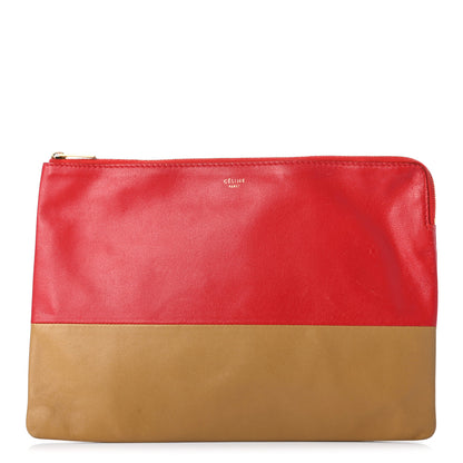 Celine Lambskin Bi-Color Solo Clutch Pouch Raspberry Butter 1 of 12