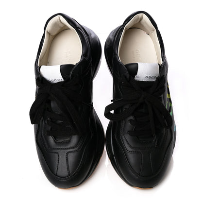 Gucci Calfskin Iridescent Logo Rhyton Sneakers 36.5 Black 2 of 5