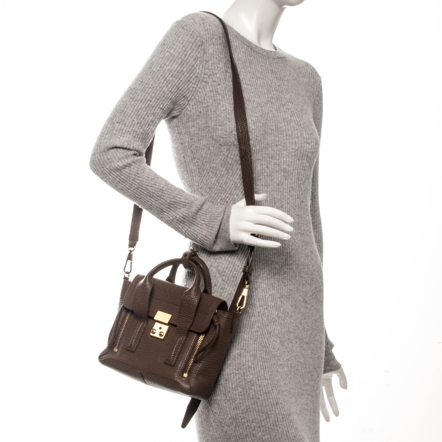 3.1 Phillip Lim 3.1 Textured Calfskin Mini Pashli Satchel Taupe 4 of 7