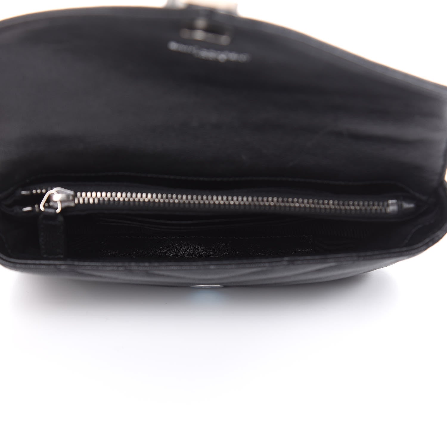 Saint Laurent Sheepskin Matelasse Chevron Monogram College Chain Wallet Black 5 of 12