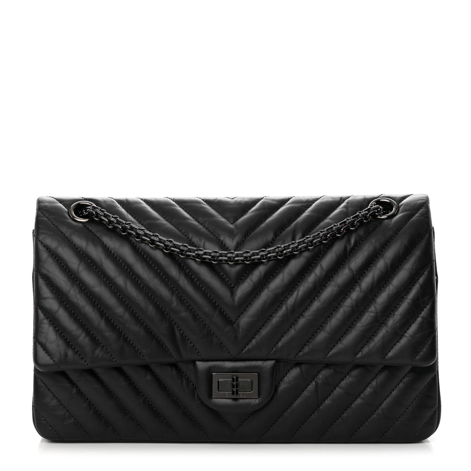 Chanel Aged Calfskin Chevron Quilted 2.55 Reissue 226 So Black 1 of 11