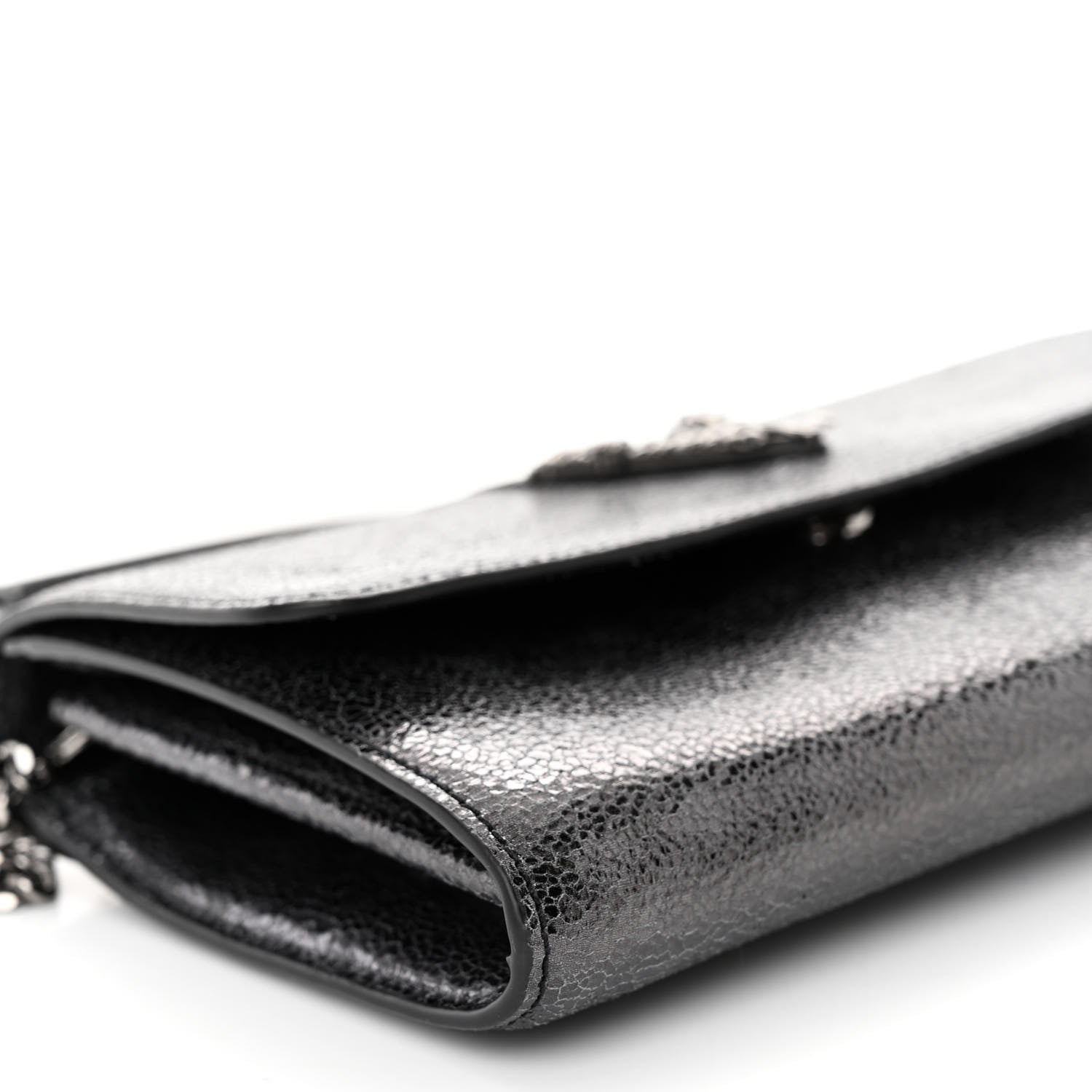 Versace Metallic Calfksin Virtus Wallet On Chain Grey 8 of 10