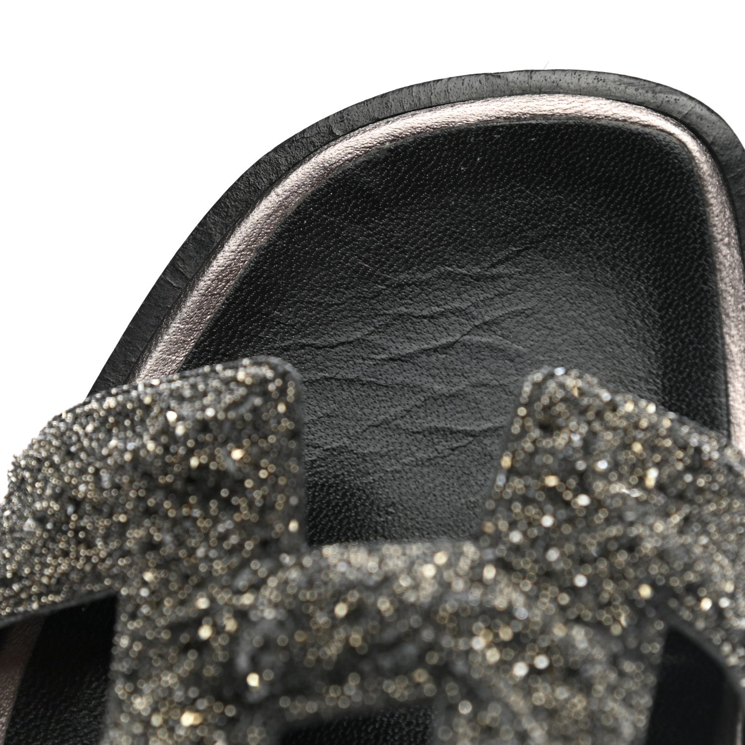 Hermes Goatskin Crystal Oran Sandals 35 Black 12 of 12