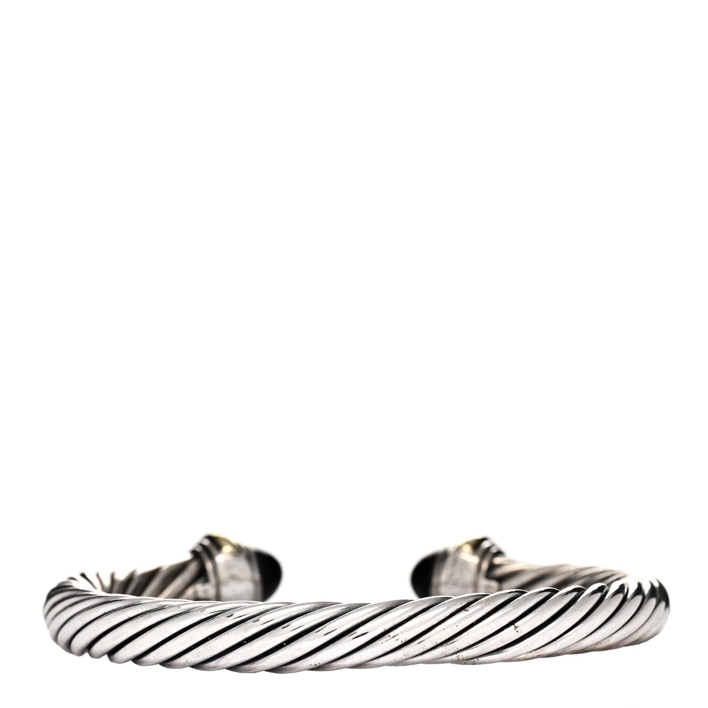 Sterling Silver 14K Yellow Gold Black Onyx 7mm Cable Classics Bracelet
