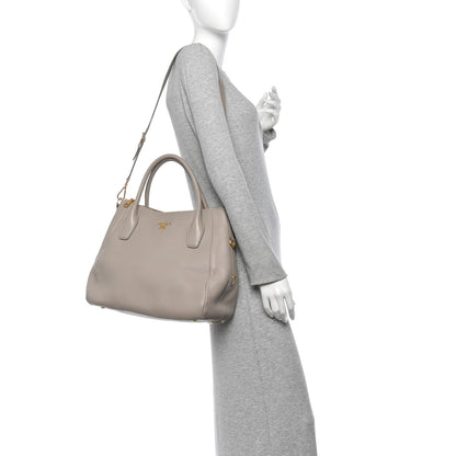 Prada Vitello Daino Shoulder Bag Pomice 2 of 10