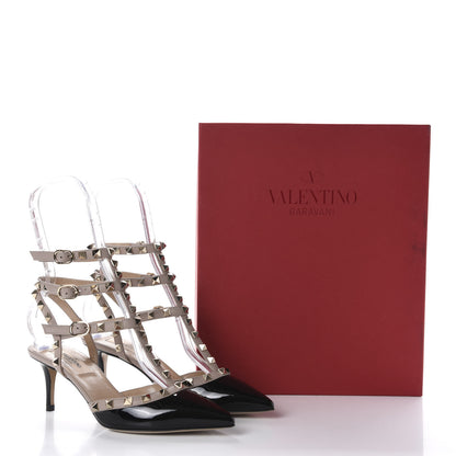 Valentino Garavani Patent Nappa Rockstud Ankle Strap 65mm Pumps 36.5 Black Poudre 10 of 10