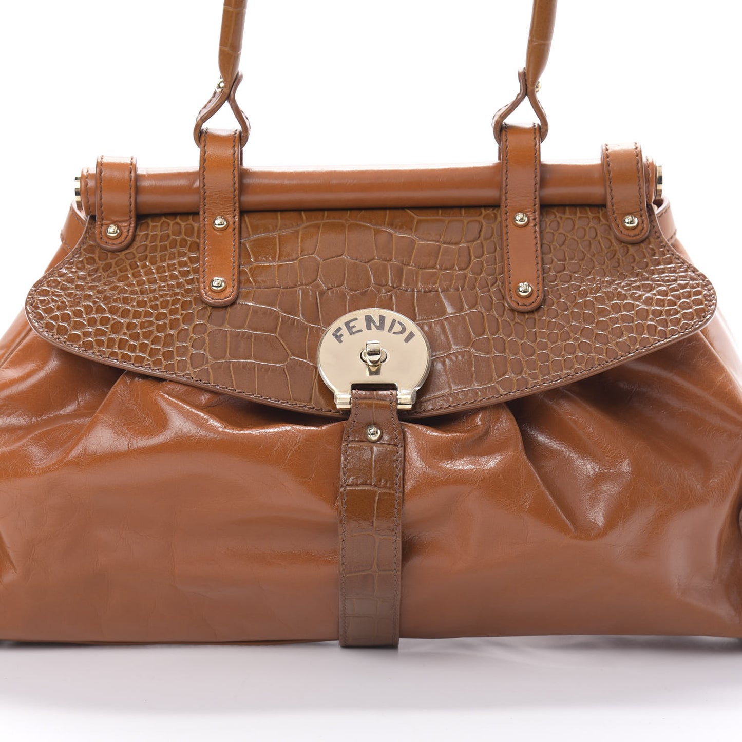 Lambskin Crocodile Embossed Medium Magic Bag Honey