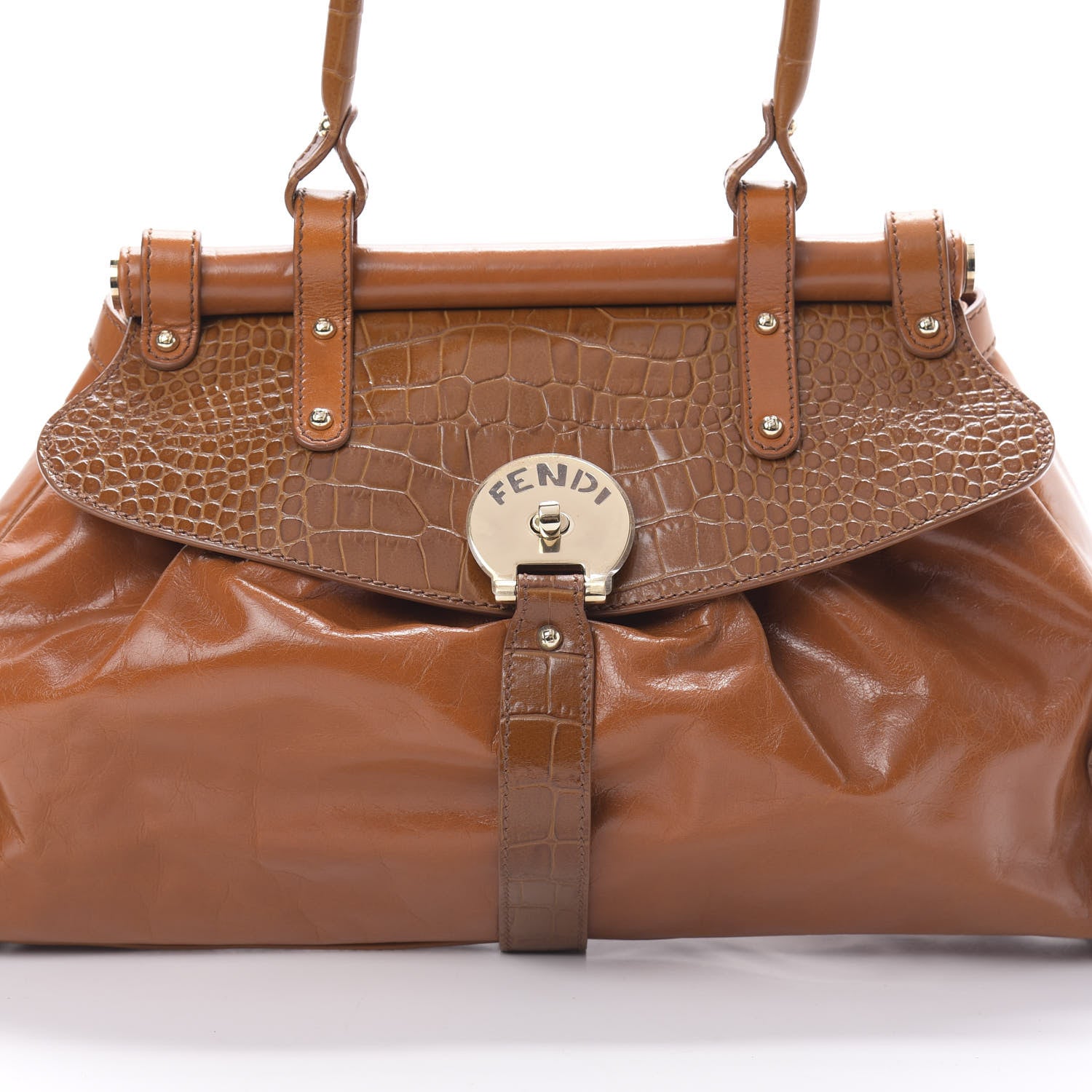 Fendi Lambskin Crocodile Embossed Medium Magic Bag Honey 8 of 12